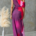 One Shoulder Ruched Waist Tie Dye Maxi Dress
