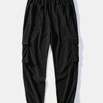 Long Sleeve Geometric Jacquard Arc Hem T-Shirt & Drawstring Corduroy Cargo Jogger Pants