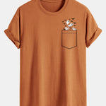 Regular Fit Pocket Bat Ghost Print Cotton T-Shirt