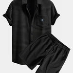Short Sleeve Waffle Shirt & Waffle Drawstring Shorts