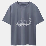 Rabbit Or Duck Optical Illusion Print Drop Shoulder Oversize T-Shirt