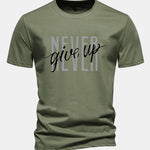 Regular Fit Never Give Up Print Cotton T-Shirt