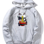 Panda Eating Ramen Print Hoodie