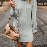 Margovil Turtleneck Long Sleeves Ribbed Knit Sweater Dress(in 7 Colors!)