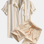 Striped Cuban Collar Shirt & Swim Shorts