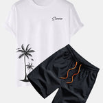 Summer Palm Tree Print T-Shirt & Swim Shorts
