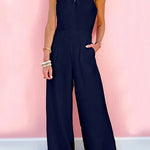 7 Colors Sleeveless Halter Waisted Wide Leg Jumpsuit