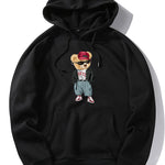 Hip Hop Style Bear Print Hoodie