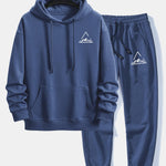 Triangle Mountain Print Relax Fit Hoodie & Jogging Pants