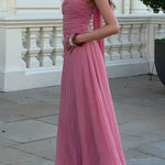 Sleeveless High Waist Ruched Flowy Maxi Dress