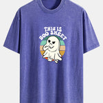 Ghost Slogan Print Washed Distressed Drop Shoulder T-Shirt
