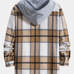 Contrast Flannel Plaid Hooded Overshirt