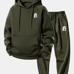 Ghost Drinking Coffee Print Drawstring Hoodie & Ghost Drinking Coffee Print Jogger Pants