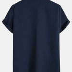 Crinkled Texture Stand Collar Shirt