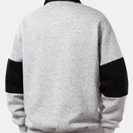 Relax Fit Color Block Polo Collar Sweatshirt