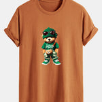 Regular Fit Trendy Bear Print Cotton T-Shirt