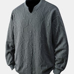 Letter Jacquard V Neck T-Shirt