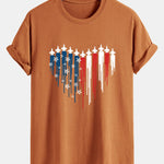 Regular Fit Heart Shaped Fighter Jets USA Flag Print Cotton T-Shirt