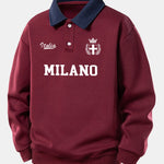 Relax Fit Milano Print Contrast Polo Sweatshirt