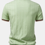 Contrast Trim Textured Zipper Knit Polo