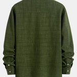 Long Sleeve Stand Collar Shirt & Straight Leg Linen Pants