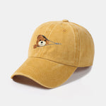 Zipper Bear Pattern Casual Washed Cotton Baseball Cap