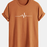 Regular Fit Heartbeat Flatline Print Cotton T-Shirt