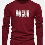 Long Sleeve Focus Print Cotton T-Shirt