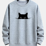 Black Cat Print Relax Fit Sweatshirt