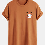 Regular Fit Halloween Ghost Pumpkin Print Cotton T-Shirt