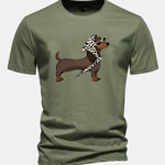 Regular Fit Headscarf Dachshund Print Cotton T-Shirt