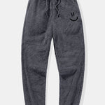 Smiley Face Embroidered Teddy Hoodie & Jogger Pants