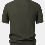 Wave Jacquard Knit V Neck Polo Shirt