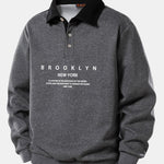 Brooklyn Print Contrast Polo Collar Sweatshirt
