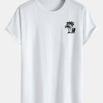 Palm Tree Print Cotton Arc Hem T-Shirt