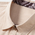 Contrast Paisley Print Linen Look Shirt
