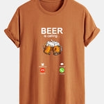 Regular Fit Beer Is Calling Print Cotton T-Shirt