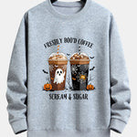 Halloween Coffee Print Relax Fit Sweatshirt