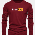 Long Sleeve Free Hug Print Cotton T-Shirt