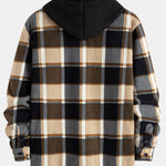 Flannel Fleece Lined Zip Up Hooded Shirt