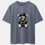 Hip Hop Bear Print Drop Shoulder Oversize T-Shirt