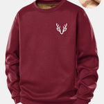 Deer Head Print Teddy Fleece Lined Sweatshirt