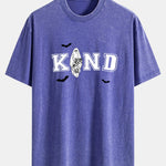 Halloween Kind Ghost Print Washed Distressed Drop Shoulder T-Shirt