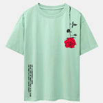 Slogan Rose Print Drop Shoulder Oversize T-Shirt