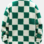 Teddy Fleece Checkerboard Stand Collar Jacket