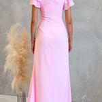 Flare Sleeves Lace Splice Maxi Dress