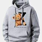 Crown King Bear Print Relax Fit Hoodie