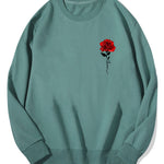 Red Rose Print Cotton Sweatshirt
