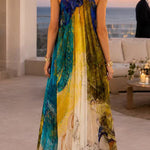 Halter Neck Sleeveless Printed Dress