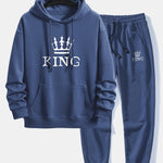 King Crown Print Relax Fit Hoodie & Jogging Pants